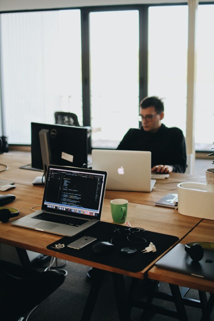 Man working on computer in office